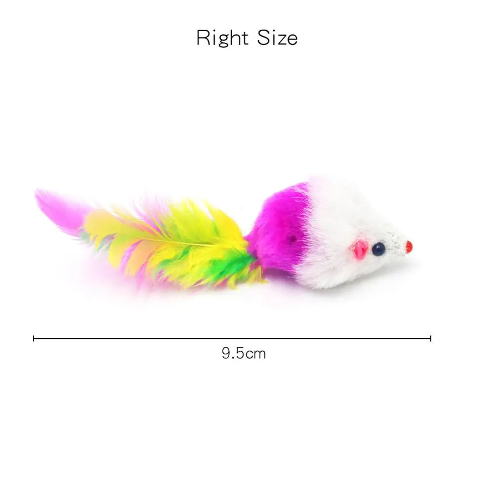 pawstrip Soft Fleece False Mouse Cat Toys Colorful Feather Funny Playing Toys For Cats Kitten Interactive Ball Cat Toy Catnip