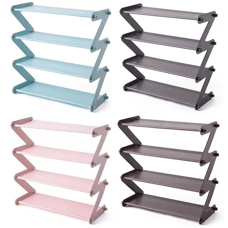 4 Layers Simple Stainless Steel Assembled Shoe Rack