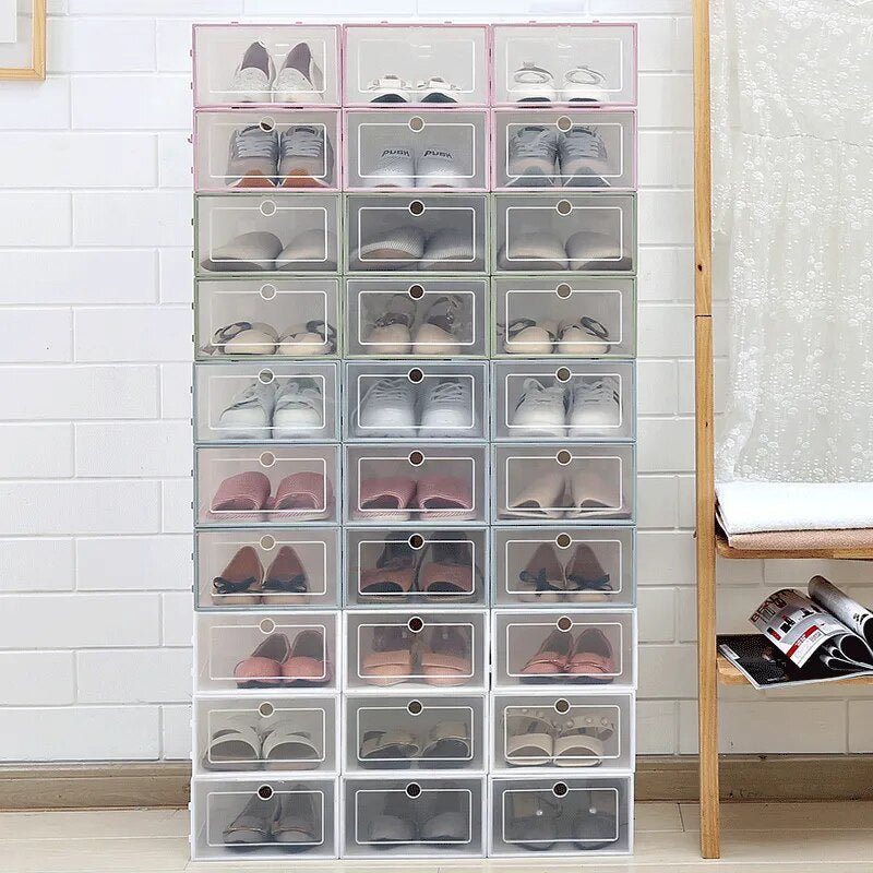3pcs Clear Plastic Shoes Box Thickened Transparent Home Storage Drawers
