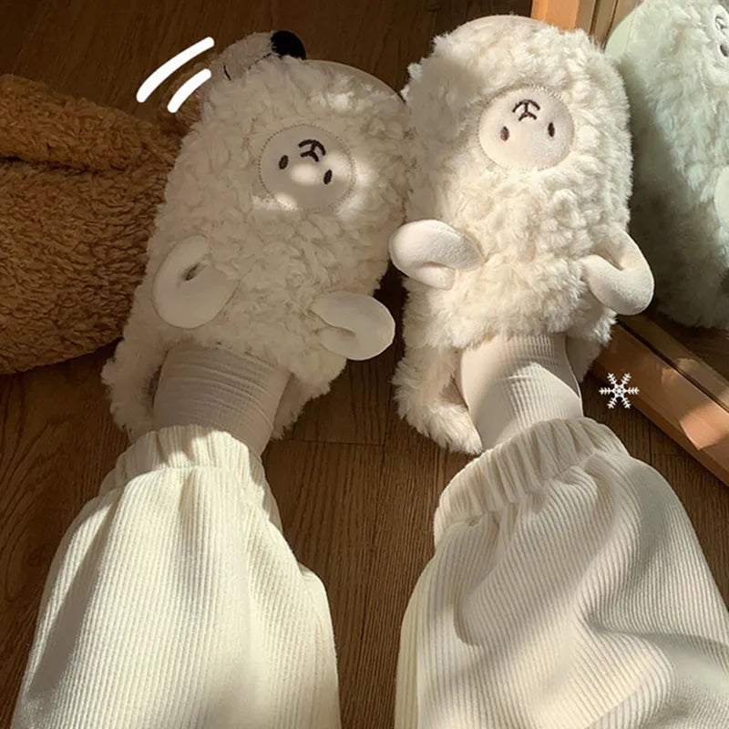 2023 Winter Shoes Cartoon Sheep Cute Couples House Fur Slipper