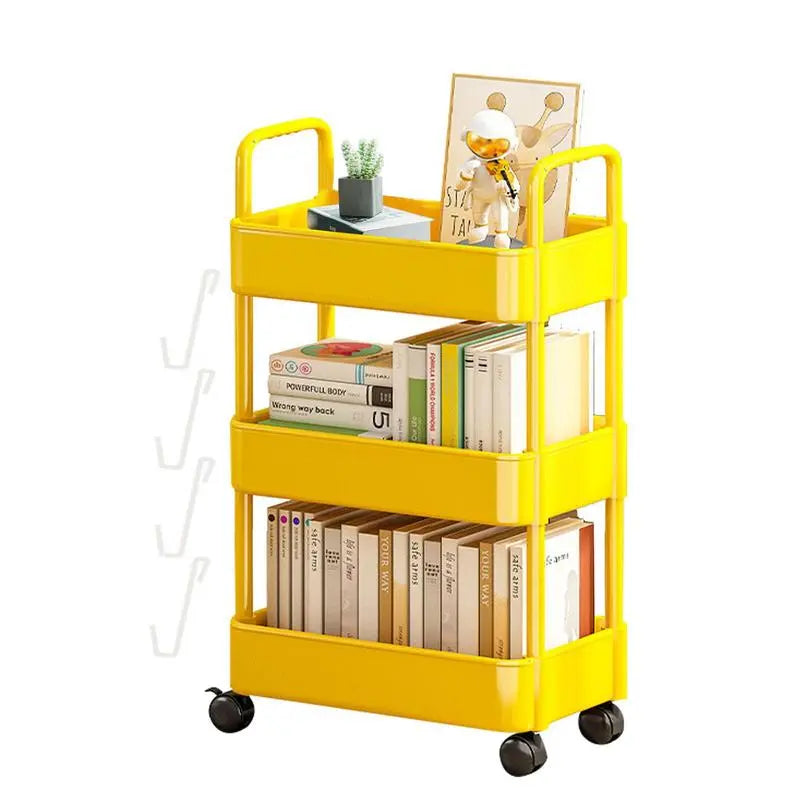 3/4Tier Durable Rolling Trolley Multi-storey Cart Storage Shelf