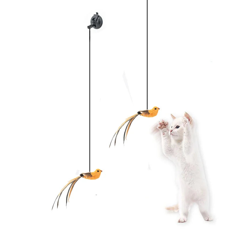 Simulation bird Cat Toy Retractable Hanging Door Type Cat Scratch Rope Mouse Funny Self-hey Interactive Mouse Toy Pet Supplies