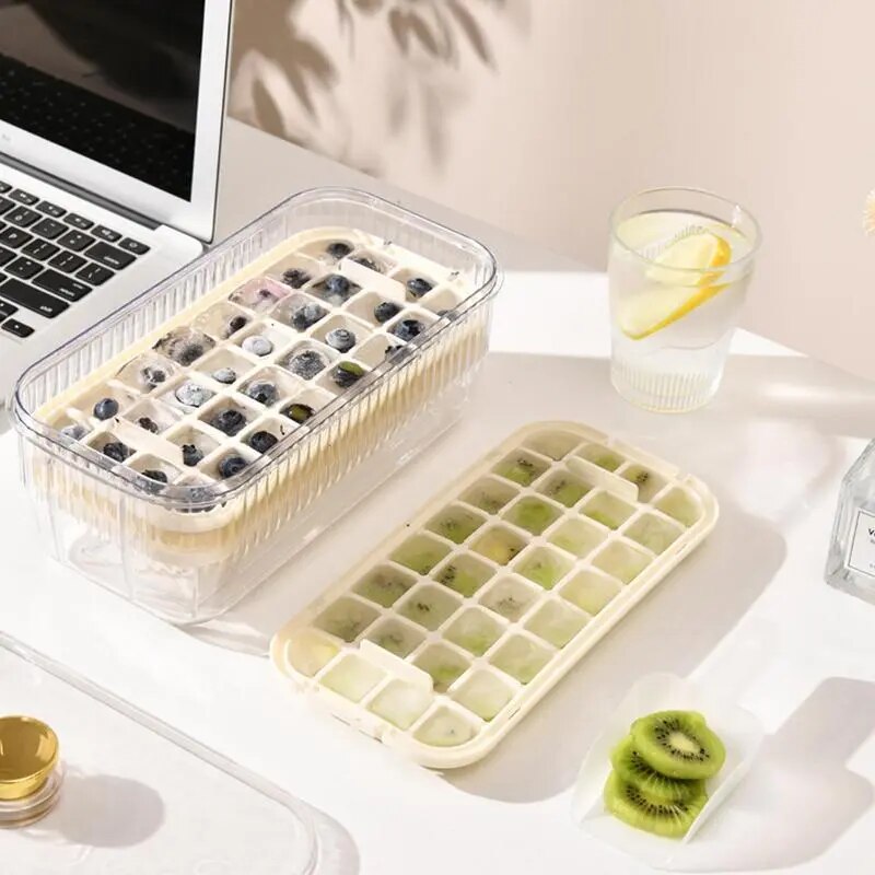 Ice Tray Mold With Lid Ice Freezer Container Storage