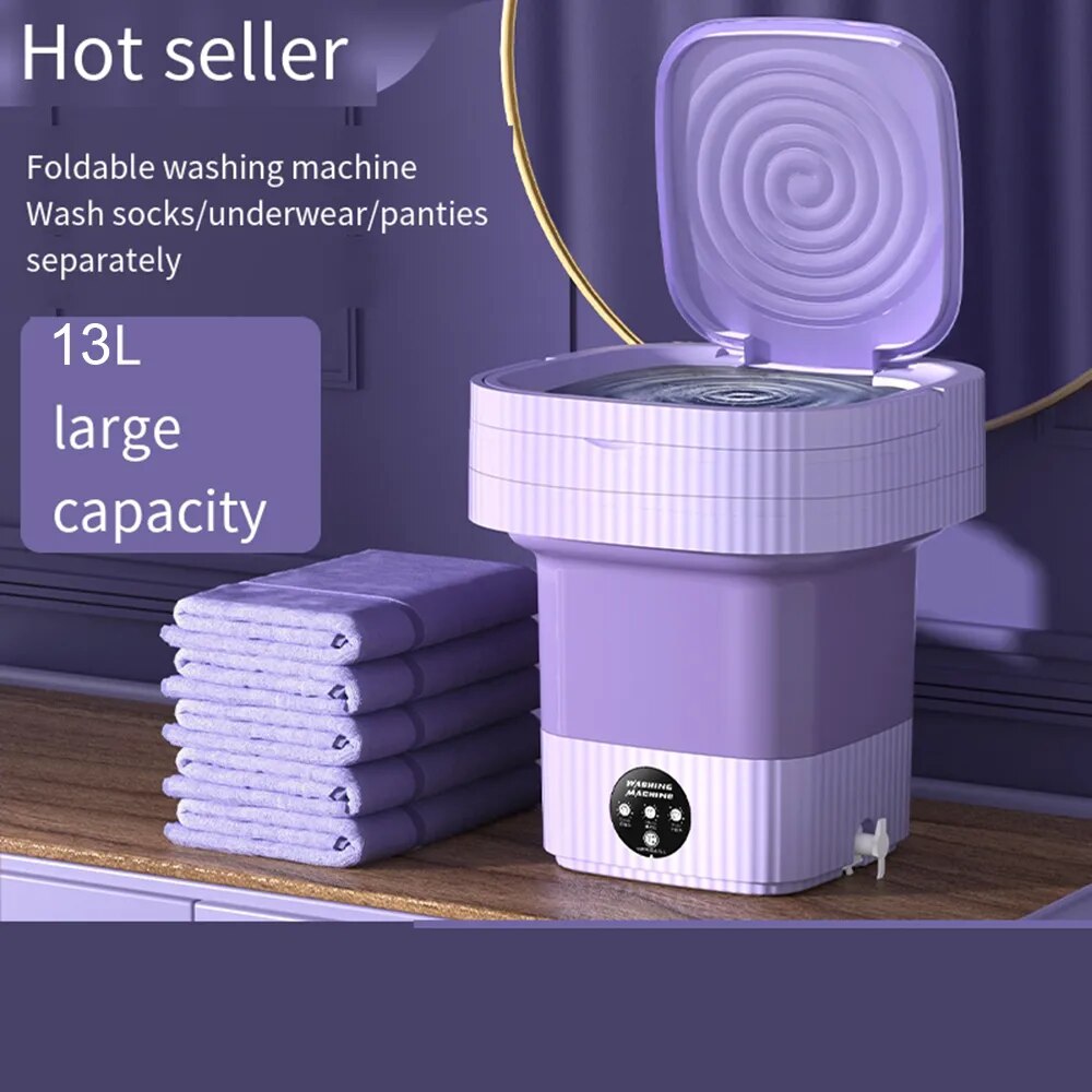 Portable Folding Super Big Capacity Washing Machine With Drain Basket 13Ltr