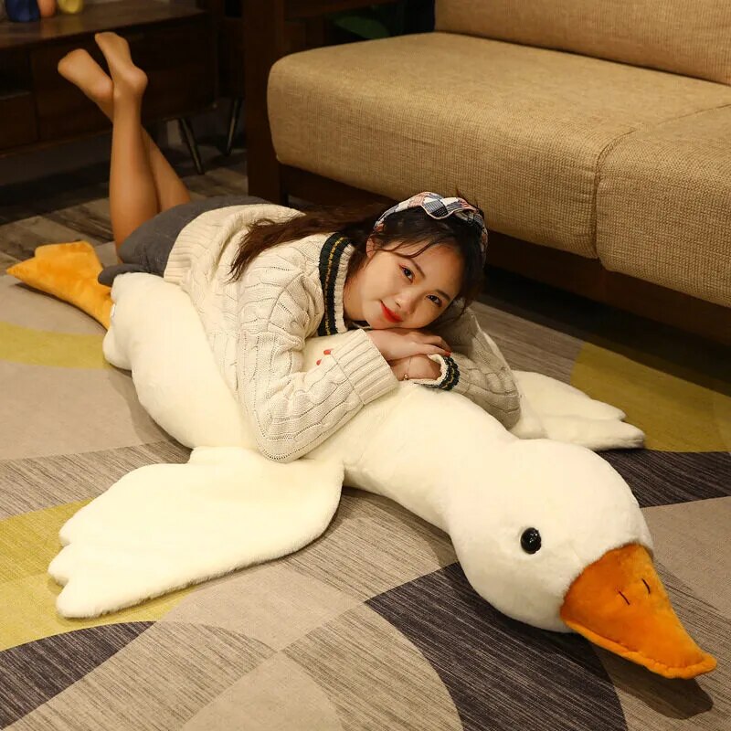 50-190cm Giant Goose Plush Toys Soft Stuffed Boba Duck Sleep Pillows
