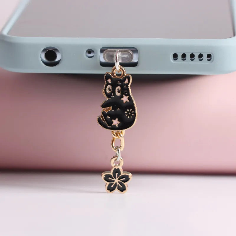 Cat Phone Dust Plug Charm Kawai Android Anti Dust Cap Pendant Charge Port Plug For iPhone Type C Dust Protection Stopper
