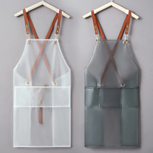 New Apron - Waterproof and Oil-Proof Strap Overalls for Fashionable Kitchen Cooking