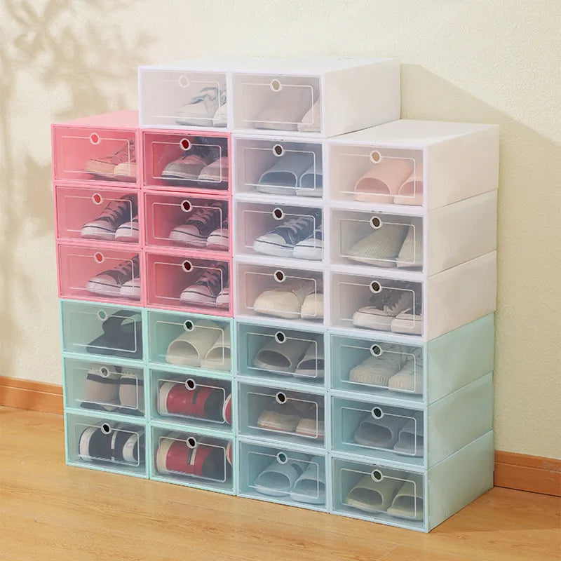 3pcs Clear Plastic Shoes Box Thickened Transparent Home Storage Drawers