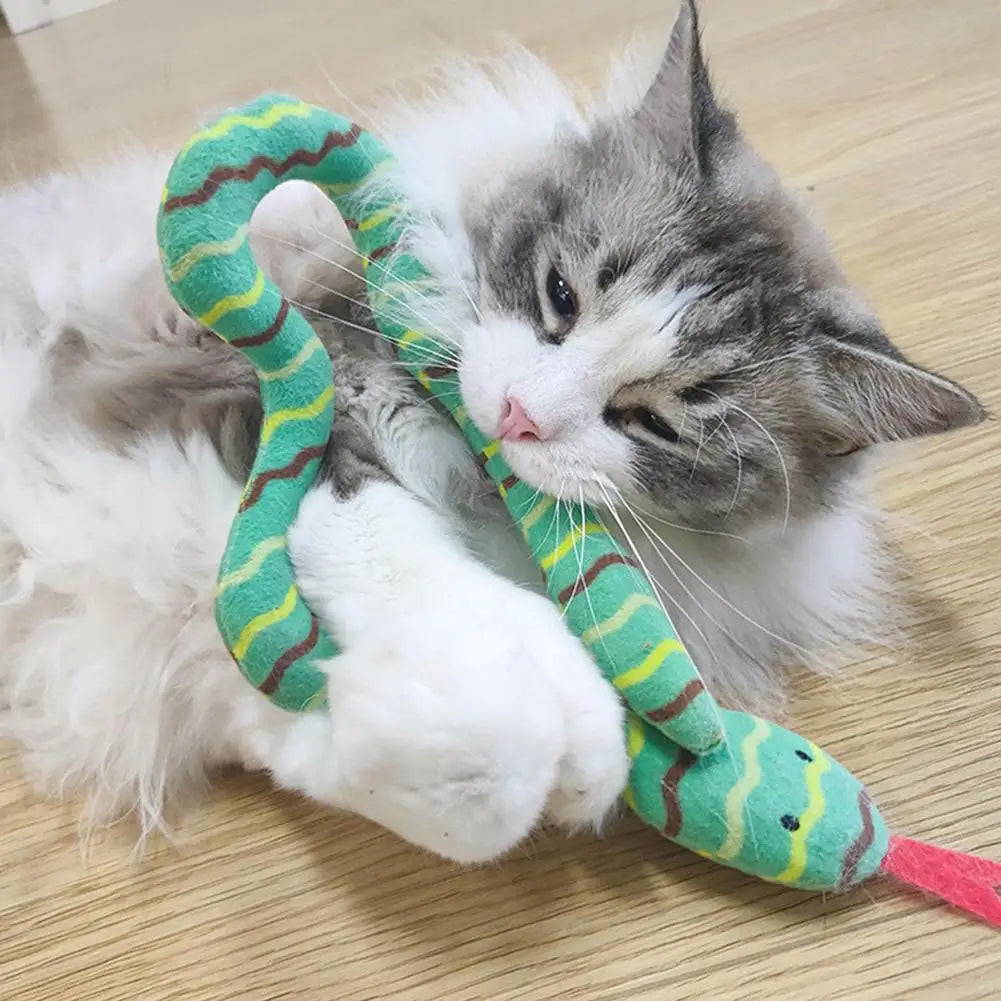 Snake Toys Interactive Toy Plush Cat Toy Gluttonous Snake Bite-Resistant Molar Interactive Toy Gift For Cat Pet Accessories