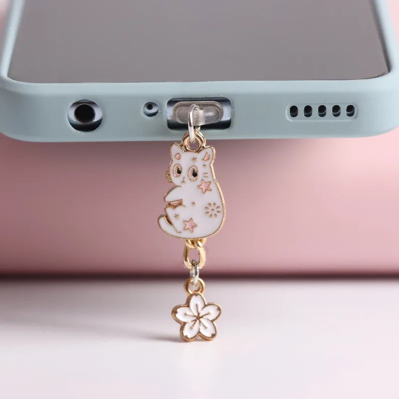 Cat Phone Dust Plug Charm Kawai Android Anti Dust Cap Pendant Charge Port Plug For iPhone Type C Dust Protection Stopper