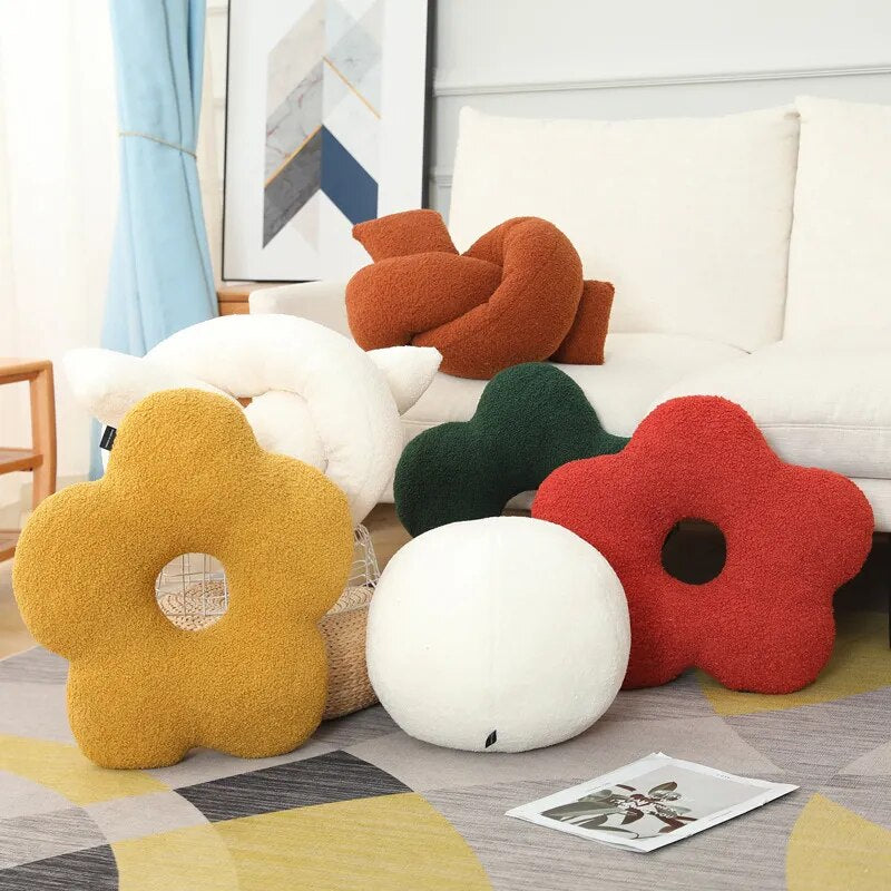INS Nordic Luxury Flower Knot Ball Plush Pillow Baby Bed Cushion Living Room Sofa Decorative Throw Pillows Kids Toys Photo Props