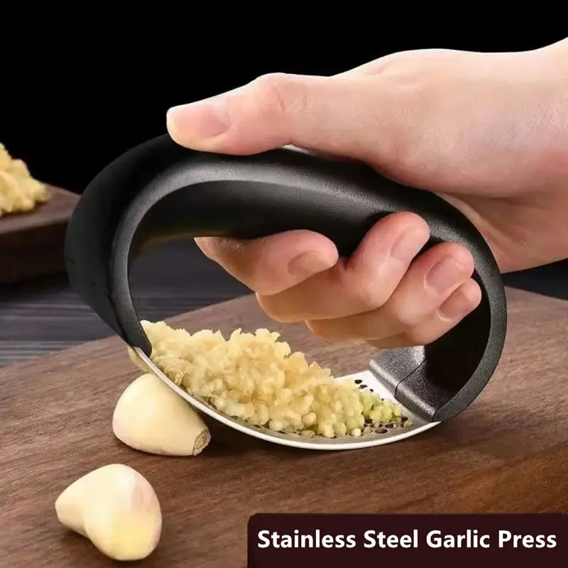 Stainless Steel Garlic Press - Manual Garlic Masher and Kitchen Accessory