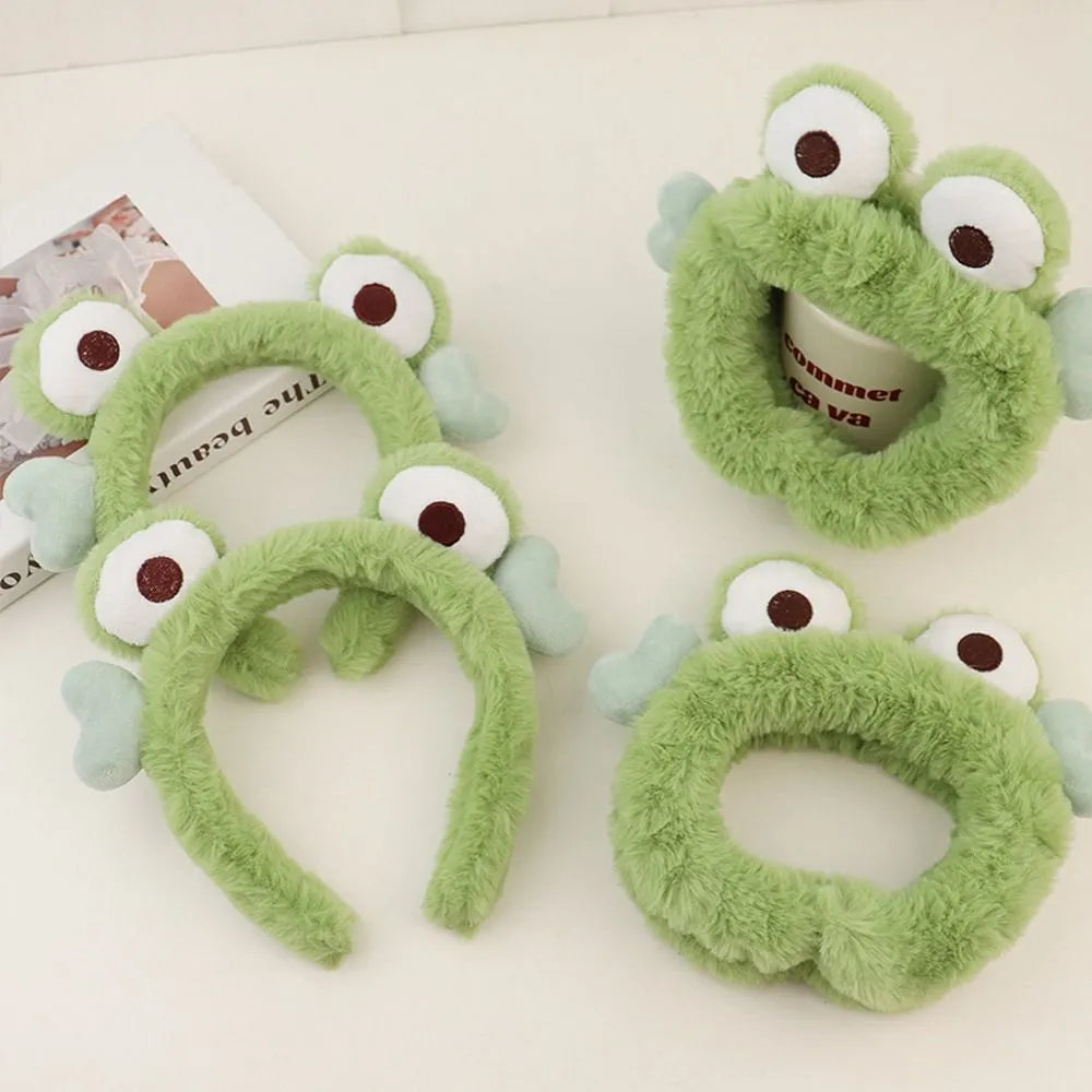 Lovely Frog Eyes Headbands Soft Plush Wrapped Bandana For Women