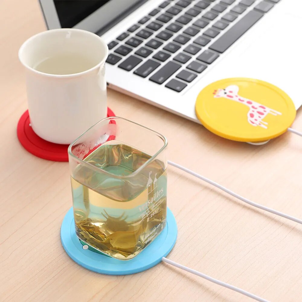 Novel USB Power Supply Tea Coffee Cup Mug Warmer - Cartoon Wood Grain Mug Pad Coaster