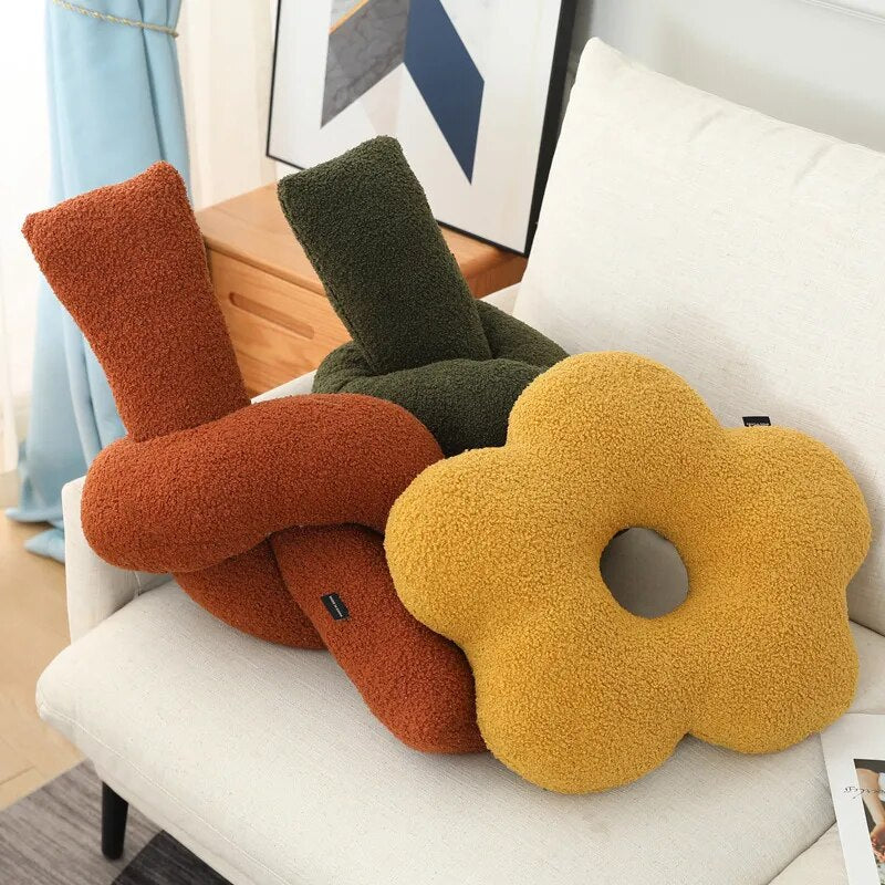 INS Nordic Luxury Flower Knot Ball Plush Pillow Baby Bed Cushion Living Room Sofa Decorative Throw Pillows Kids Toys Photo Props